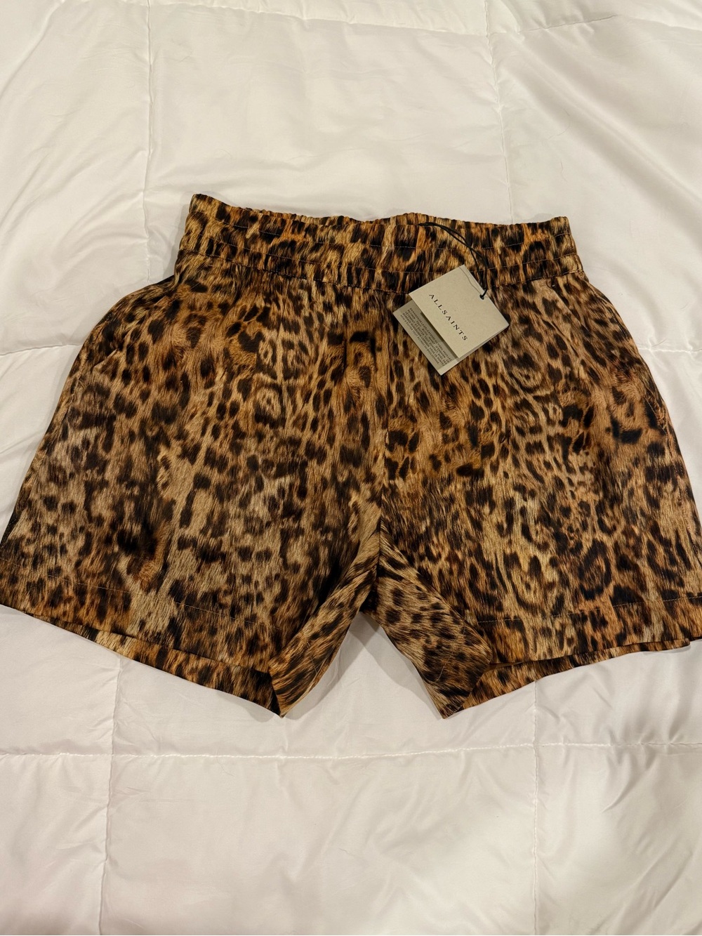 NWT All Saints Leopard Print High-Waist Shorts - Picture 4 of 10